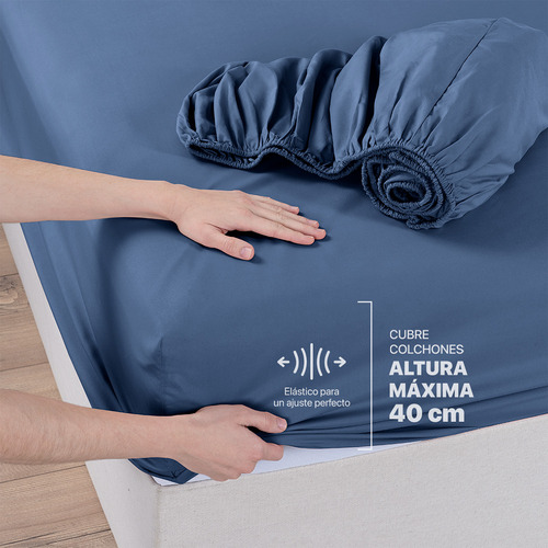 Paquete 2 Juegos Sábanas Individual Microfibra Real Textil Azul Liso