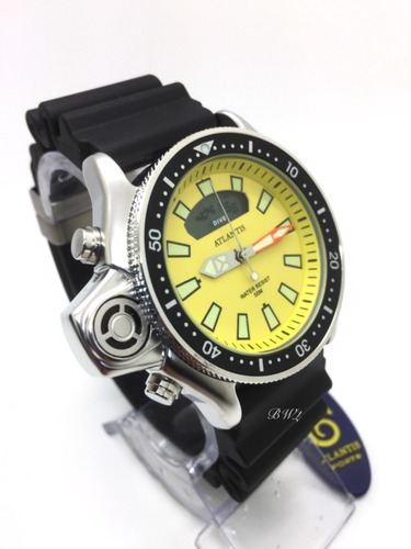 Relógio Atlantis Aqualand Jp2000 Serie Prata Amarelo