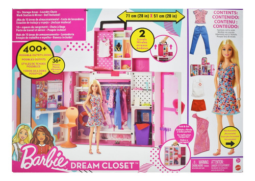 Barbie Dream Closet 36 Piezas Muñeca Incluida Mattel