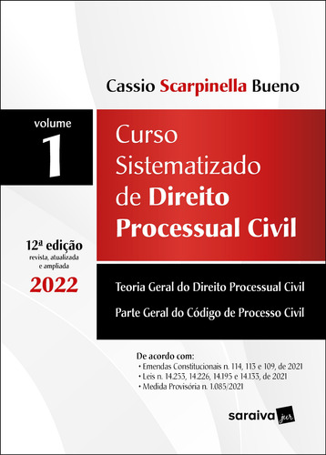 Curso Sistematizado de Direito Processual Civil - Vol 1 - 12ª edição 2022, de Bueno, Cassio Scarpinella. Editorial Saraiva Jur, capa mole em português, 2022
