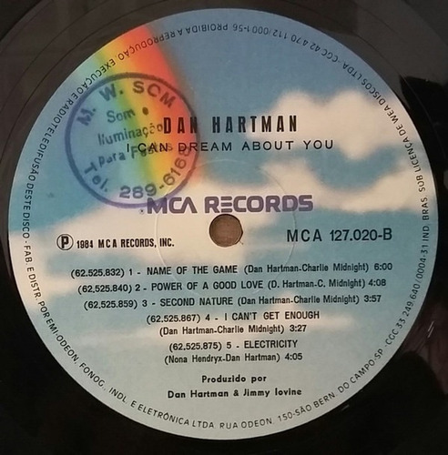 Imagem 3 de 3 de Lp Vinil Dan Hartman I Can Dream About You Ed. Br 1984 Raro