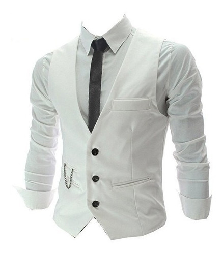 Camisa Tipo Saco Chaleco Slimfit Cadena Elegante, Informal Y