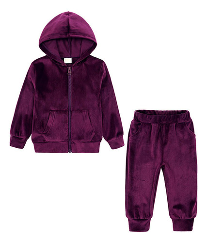 Conjunto De Pantalones Con Capucha De Manga Larga Para Niñas