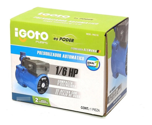 Imagen 4 de 4 de Bomba Presurizador 1/6hp Boiler Calentador Solar Igoto Pac16