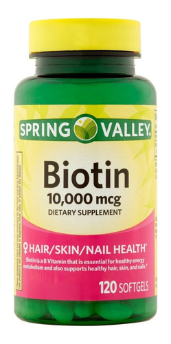 Biotina Spring Valley. 120 Tabletas / 10.000 Mcg