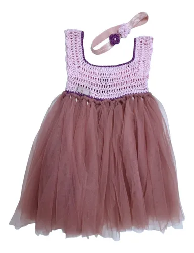 Vestido de croche com tule 2025