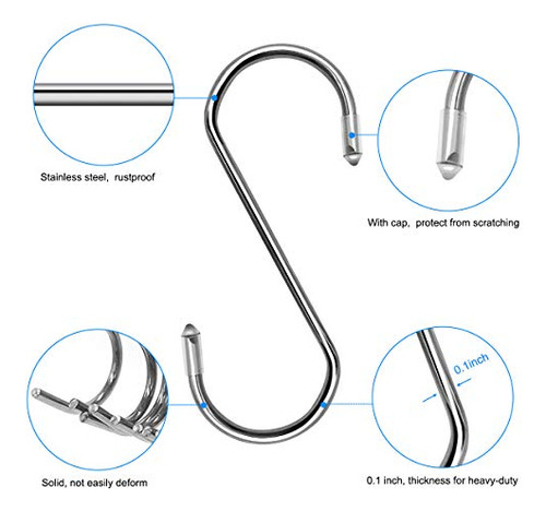 18 Ganchos En Forma De S, De Acero Inoxidable Resistente, G