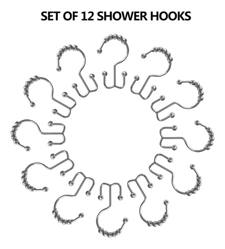 Ganchos Cortina De Baño Acero Inoxidable Doble Circulación Plata