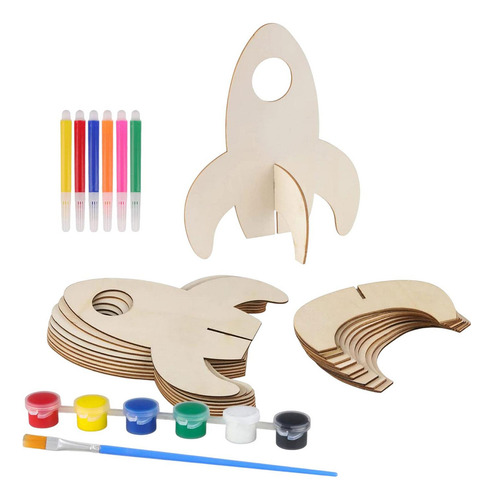 Q0q 10 Uds. Cohetes Formas De Madera Dibujo Decoración Del /