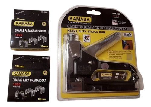 Grapadora Manual De Metal Kamasa + 3000 Corchetes 
