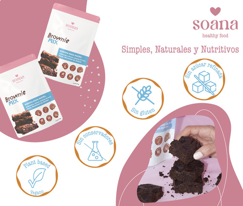 Harina Brownies Con Chocolate Sin Azúcar Soana 400g