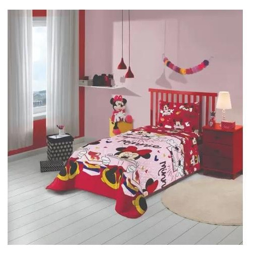 Edredom Infantil Dupla Face Minnie Vermelho 150x220cm Lepper