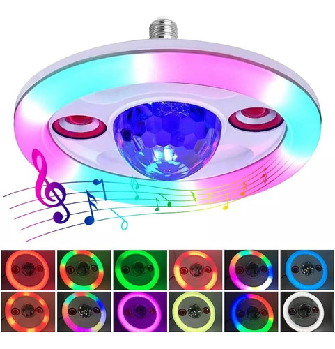 Lampara Rgb Musical Con Bluetooth Doble Parlante 