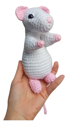 Rata Amigurumi. Muñeco Tejido Crochet. Ratita Blanca