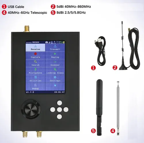 Transceptor de rádio SDR Hack RF one R9 + Portapack H2 + 5 antenas
