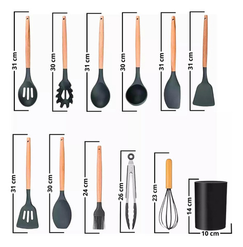 - Conjunto De Utensílios De Cozinha De Silicone Com 12