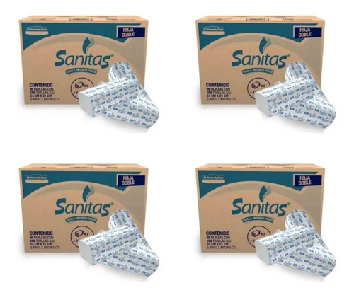 Toalla Interdoblada Sanitas Con 20 Fajillas - 4 Cajas