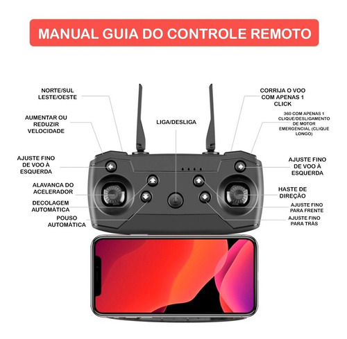 Imagem 6 de 8 de Controle Do Drone E99 Pro2 Wifi A Pronta Entrega