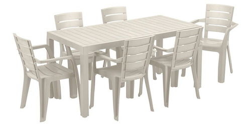 Comedor Familiar Barú Rimax (1 Mesa + 6 Sillas Con Brazos) 