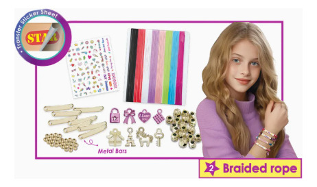 Kit Bijou 4 En 1 Pulseras X 2 + Trenzador + Aplicador Gemas