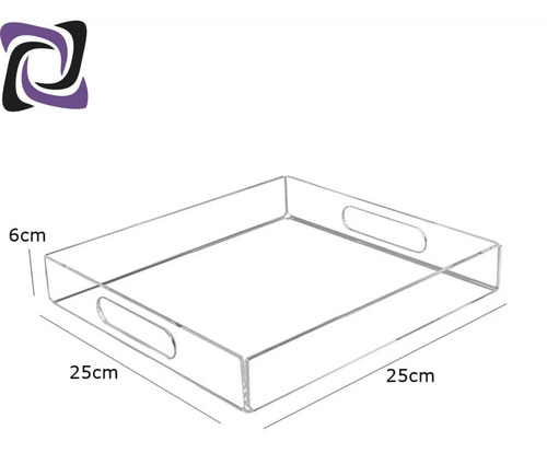 Imagem 2 de 3 de Bandeja Em Acrílico Cristal Multiuso 25x25cm Lavabo Cozinha