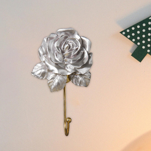 2 Gancho De Rosa Organizador Decoración De Pared Plata