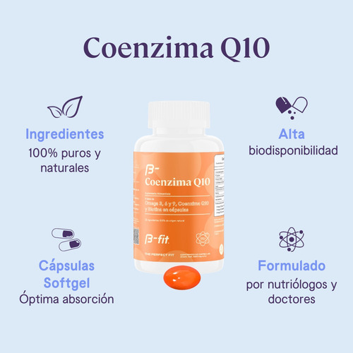 B-fit B Coenzima Q10 Con Omega 3 Y Biotina - 60 Cápsulas