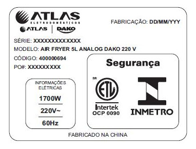 Air Fryer Dako 5 Litros Com Painel Analógico 220v