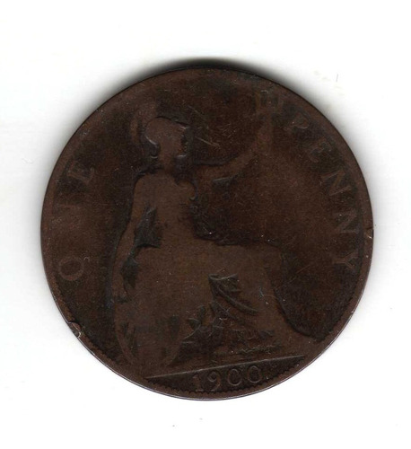 Moneda Inglaterra Gran Bretaña 1 Penny Año 1900 Km#790 Cobre