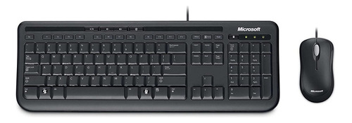 Kit de teclado y mouse Microsoft Wired Desktop 600 Inglés US de color negro