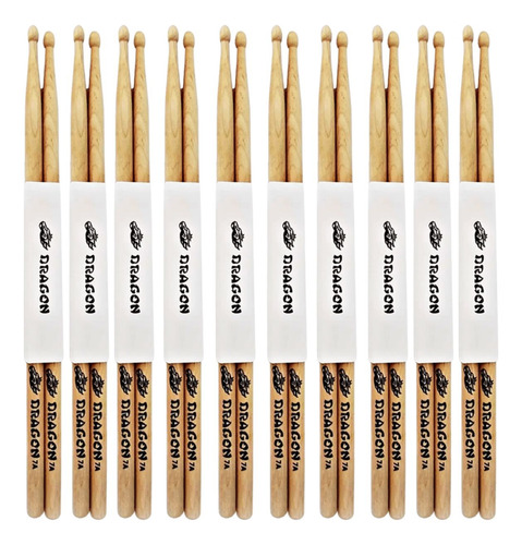 Kit 10 Pares De Baquetas Dragon Hickory C.ibañez