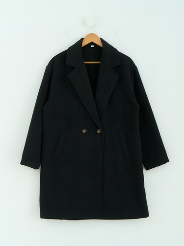 Saco Juana Largo Hombro Caido Y Cruce Doble Beige L