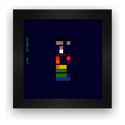 Quadro Azulejo Com Moldura Coldplay X&y Cor Azul Cor da armação Preto