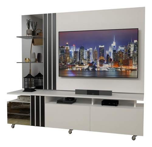 Modular Mueble Para Lcd/led Panel Mesa Rack Living H/40 Color Blanco