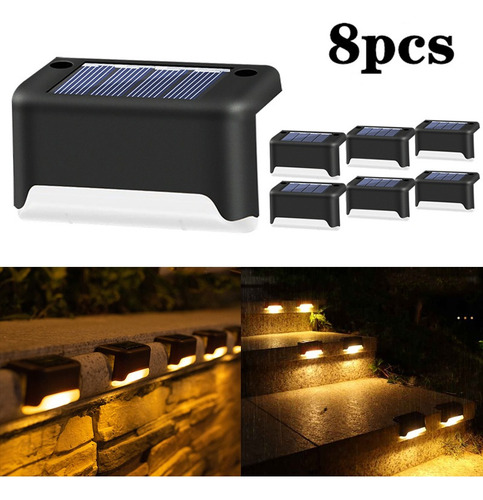 I 8pcs Lámpara Solar Led Sendero Escalera Luz De Pared Al