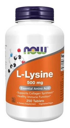 L-lisina 500mg, 250 Tabletas