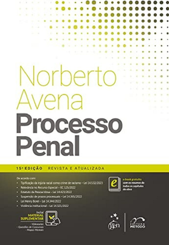 Processo Penal, De Avena, Norberto. Editora Método, Capa Mole Em Português, 2023