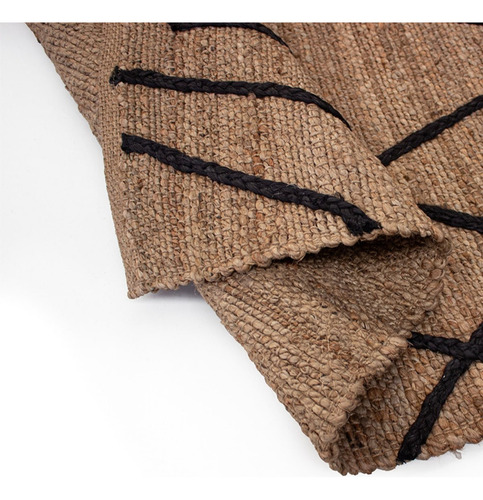 Tapete Decorativo Yute Dib Hessian 190x280 Cm Modelo Lines Ancho 190 Cm Color Marrón Claro Diseño De La Tela Lines Black Largo 280 Cm