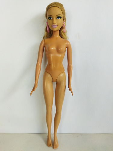 Barbie Flexible Rubia Cabello Ondulado Aretes Rosa 2005