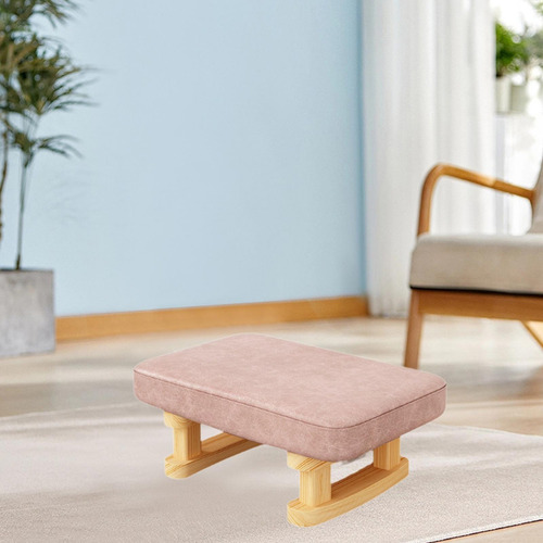 Taburete Rectangular Corto, Taburete Acolchado, Rosa