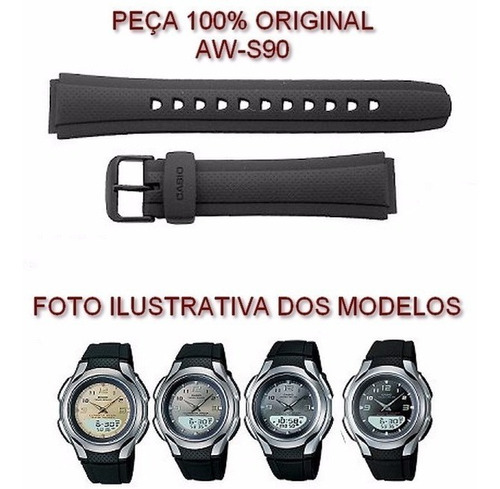 Pulseira Casio 100%original Aw-s90 Resina Preta