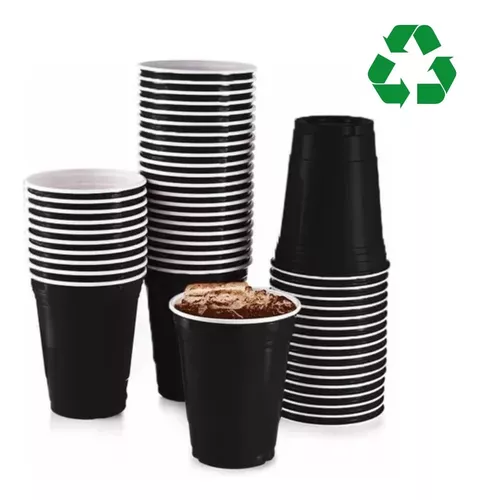 50un Copo Americano Descartável Biodegra Preto 400ml Festa