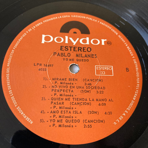 Pablo Milanés / Yo Me Quedo Lp Vinilo 1984 Mx Impecable Estándar (Usado)