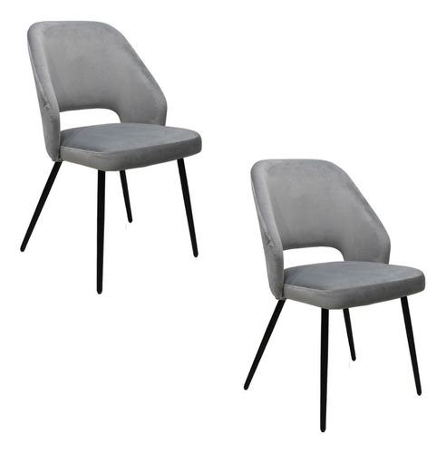 Set 2 Sillas Minimalista Mundo In Asturias Oficina O Comedor Color de la estructura de la silla Negro Color del asiento Plata