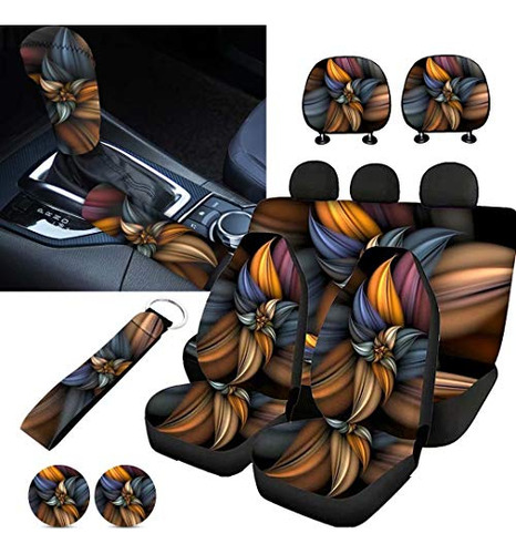 Horeset 3d Vintage Floral Style Car Seat Cover Full 11 Pcs S