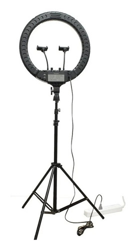 Iluminador Ring Light Led Rl18 Polegadas + Sup Cel + Tripe Estrutura Preto Luz 3 Neveis 110v/220v