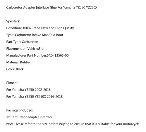 Pipeta Carburador For Yamaha Yz250 2002-2018 Yz250x 2016-18