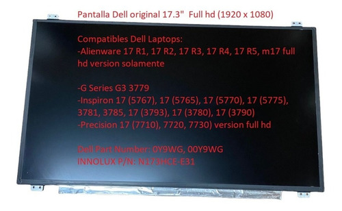 Pantalla Dell 17 G3 3779 P35e  P35e003 Original Full Hd 
