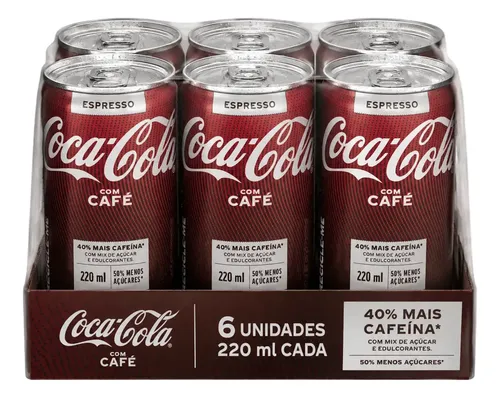 Pack Refrigerante Café Espresso Coca-Cola Mini Lata 6 Unidades