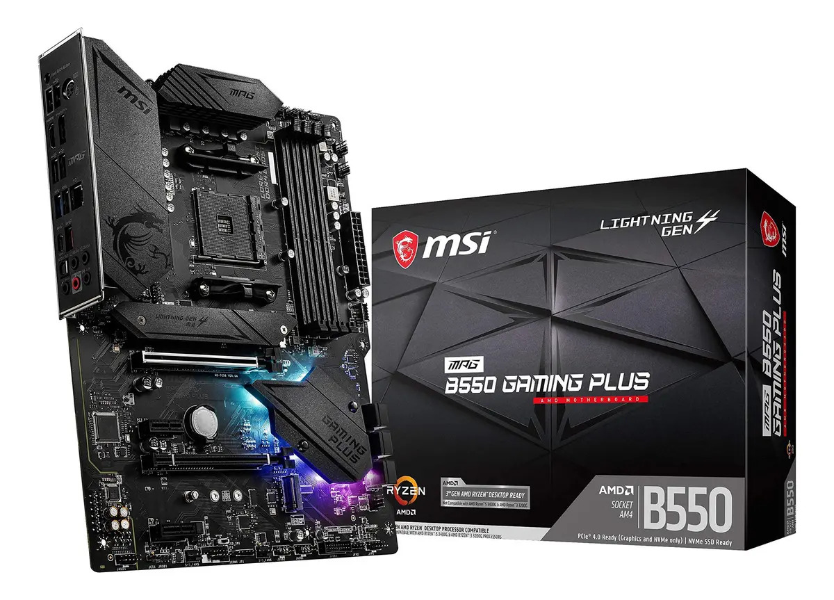 Placa-Mãe MSI MPG B550 Gaming Plus, AMD AM4, ATX, DDR4, Preto - MPG B550 GAMING PLUS